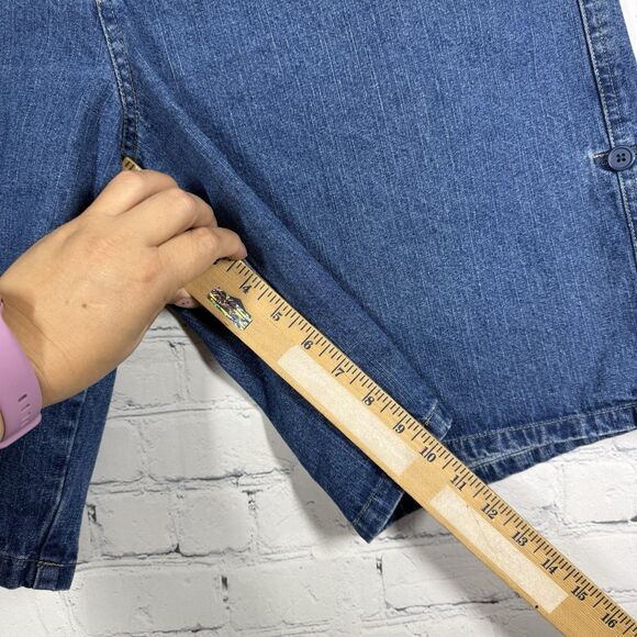 VTG Y2K 90's Denim Baggy Shorts Women Size 16 Blue Carpenter Loose Fit Cotton - Picture 9 of 10